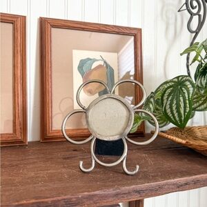 Pewter Flower-Shaped Metal Photo Frame